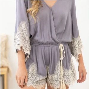 Periwinkle Lace Romper EUC